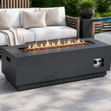 Garvee Propane Fire Pit Table, 48-Inch Rectangular Dark Gray Table with 50,000 BTU Burner, 304 Stainless Steel Fire Bowl, Hidden Tank and Lid for Patio Heating - 深灰色（含盖子）