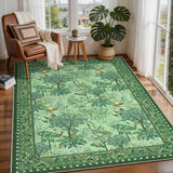 Garvee 5' × 7' Mushroom Forest Area Rug, Soft Washable Low-Pile Polyester Carpet with Non-Slip Backing for Living Room, Bedroom and Dining Room, Green - Green