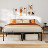 Garvee Heavy Duty Full Bed Frame 16 Inch Hight, Metal Platform Bed Frame with Reinforced Slats Support, 800 Lbs Load Capacity, Noise Free, No Box Spring Needed and Screws, Tool-Free Assembly - Black|16 Inch Hight