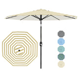 Garvee Outdoor Patio Umbrella for Pool Deck & Garden, 10 FT Market Umbrella with 8 Ribs, Crank Lift, Push Button Tilt and Tan White Stripes