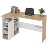 Garvee L Shaped Desk with Storage Shelves, Small Corner Desk for Small Spaces, Reversible Table with 3 Tier Shelves, Home Office, Writing Study Gaming Desk Oak Wood - White