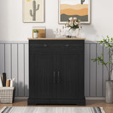 Garvee Modern Storage Cabinet for Entryway or Kitchen - Black Buffet Sideboard with Drawers, Adjustable Shelves & Doors, Floor Credenza Organizer for Living or Dining Room, 2 Sets