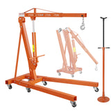 Garvee Heavy Duty 2 Ton Folding Hydraulic Engine Hoist & 3/4 Ton Underhoist Support Stand Combo – Steel Shop Crane Cherry Picker with 4-Position Adjustable Boom, High Reach Car Lift for Professional Garage, Orange (RAL2004)