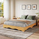 Garvee Queen Wood Platform Bed Frame with Sturdy Slat Support, Noise-Free Design, Reinforced Metal Beam, Easy Assembly, Low Profile for Modern Bedrooms - Pine