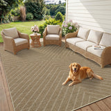 Garvee 5' x 7' Striped Easy Jute Area Rug, Washable Non-Slip Low-Pile Indoor Outdoor Rug for Living Room, Bedroom & Patio, Linen Beige - Linen Beige