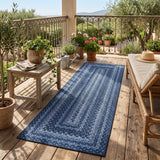 Garvee 2' x 6' Easy Jute Indoor Outdoor Runner Rug, Washable Non-Slip Braided-Print Low-Pile Rug for Hallway, Entryway, Kitchen & Covered Patio, Slate/Blue - Slate/Blue
