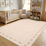 Garvee Modern Bow-Knot Edge Area Rug - Soft, Washable, Low Pile Carpet - Non-Slip, Mark Resistant Mat for Living Room, Bedroom, Dining Room - Collapsible Ivory Rug - 8x10ft - Beige