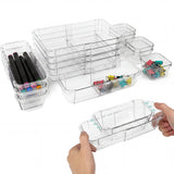 Garvee Expandable Drawer Organizer Set – Clear PET Plastic Desk Dividers for Office, Kitchen, Bathroom, and Vanity – Adjustable, Multi-Size Storage Bins – Customizable & Space-Saving – 14-Piece Set - 14 Pcs