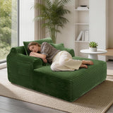 Garvee Oversized Corduroy Sofa Bed – Ergonomic Deep Seat, 3 Pillows, 500lbs Capacity, No Assembly – Multi-Position Lounge Chair for Living Room or Bedroom – Color: Green - Green