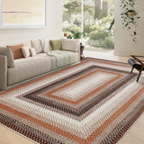 Garvee Printed Rugs (Not Woven!) 3x5 Rug Washable Area Rug Bedroom Rugs with Non Slip Rubber Backing, Farmhouse Soft Low Pile Rustic Accent Rug for Entrance Living Room Home Decor - Brown/Rust