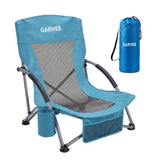 Garvee Low‑Profile Beach Lounge Chair — Portable Foldable Relaxer with Breathable Mesh Back, Cup Holder & Carry Bag (300 lb Capacity) - Blue-1Pcs