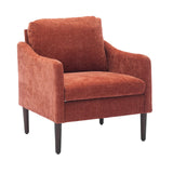 Garvee Cloud-Inspired Comfort Curved Armchair - Mid-Century Modern Accent Chair with Chenille Fabric, Ergonomic Design, Single Sofa for Living Room, Bedroom, Office - Orange Chenille - Orange