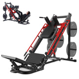 Garvee 2-in-1 Leg Press and Hack Squat Machine, Heavy-Duty Fitness Combo for Leg Training, 1200 lbs Weight Capacity, Professional Home Gym Equipment - Black & Red - Red