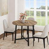 Garvee 31.5" Round Dining Table for 4 People, Modern Wood Circle Kitchen Table with Sturdy Industrial Metal Frame, Small Space Saving Dining Room Table for Apartment & Breakfast Nook, (No Chairs), Pear Wood - Natural Wood