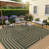 Garvee 5' × 7' Abstract Easy Jute Area Rug, Washable Non-Slip Indoor Outdoor Rug for Living Room, Patio, Dining Room & Backyard, Green - Green