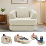 Garvee Folding Sofa Bed with Backrest & Handle, 3-in-1 Convertible Bean Bag Chair to Floor Sofa Lounger, Boneless Fold Out Couch Bed with Handle Comfy Fold Out Couch for Bedroom and Living Room, Beige - Beige
