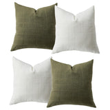 Garvee 4-Pack Chenille Check Throw Pillow Covers 20x20 Inch, Decorative Square Cushion Covers in 2 White/2 Green, Farmhouse Boho Home Decor for Sofa Couch Bedroom - 2 White/2 Green
