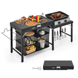Garvee Portable Charcoal Grill with Offset Smoker, Heavy-Duty Q235 Steel BBQ Grill for Outdoor Backyard Parties, Camping & Cooking - Black