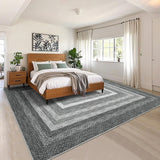 Garvee Washable Non Slip 5x7 Area Rug with Braided Print, Stain Resistant, Low Profile, 100% Polyester, TPR Backing, Vintage Farmhouse for Living Room - Gray