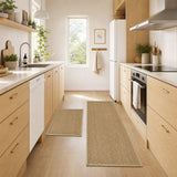 Garvee 2-Piece Linen Chenille Kitchen Rug Set, Washable Non-Slip Polyester Mats, 15.7" x 29.5" and 15.7" x 49.2" for Sink and Laundry Room
