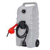 Garvee 14 Gallon Gas Can Fuel Caddy with Manual Pump, Leak-Proof Dual-Valve, HDPE Material, Wheels & 10ft Hose, for Cars & Boats, Grey - Grey