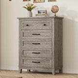 Garvee 5 Dresser for Bedroom, 41.3 in Tall Vertical Drawer Dresser with Large Storage, Freestanding Wooden Closet Chest for Bedroom, Living Room, Ash Gray - Ash Gray