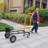 Garvee 2-in-1 2-Wheel/4-Wheel Metal Convertible Hand Truck, pneumatic tires, for Indoor, Outdoor & Moving Use, Black