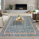 Garvee Modern Soft Area Rug for Living Room - Non-Slip Carpet, Floor Mat for Bedroom, Home Decor - Blue, 5x7ft - Blue