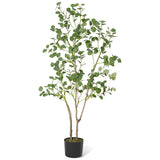 Garvee Lifelike Artificial Eucalyptus & Yu Plant – Realistic Green Faux Indoor Tree – Modern Decorative Greenery for Home, Office, Living Room & Patio – 5ftH, Black Basin