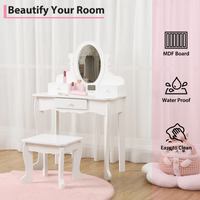 Garvee Kids Vanity Set with Adjustable Angle Mirror, Drawers and Stool Suitable for Age 3-10, White