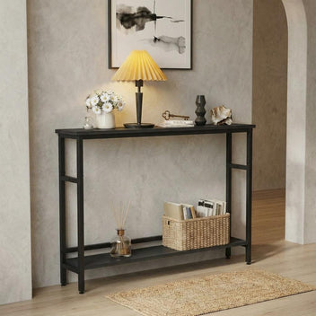 Garvee Slim Console Table 5.9" Narrow Sofa Table, 2 Tier Skinny Console Table with Adjustable Shelf, Slim Behind Couch Table for Living Room, Entryway, Hallway, Foyer - Black