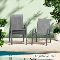 Garvee Stackable Patio Dining Chairs Set of 4, High-Back Textilene Outdoor Chairs with All Black Powder-Coated Steel Frame, All-Weather Deck Garden Seating, Gray