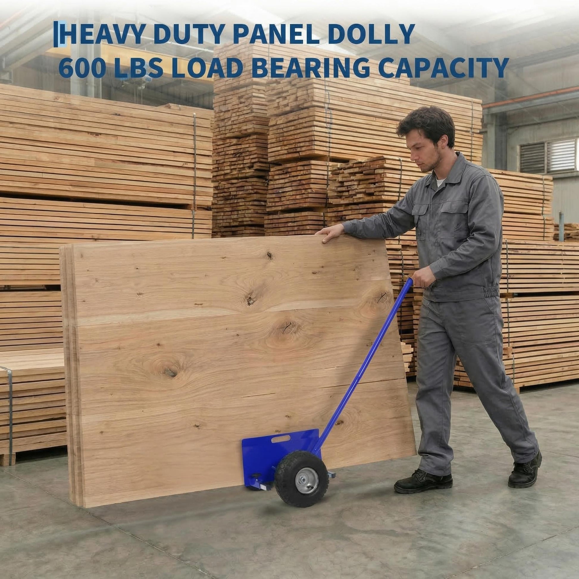 Garvee Panel Dolly Cart, 2Pcs 660 lb Heavy-Duty Sheetrock Dolly with 10" Rubber Wheels, Blue