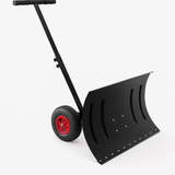 Garvee 29"W X 20"H Snow Shovel with Wheels for Driveway, 20" Wide Adjustable Snow Pusher with 5-Position Angle & Height Handle, Ergonomic Back-Saving Snow Removal Tool for Sidewalks, Yards & Patios - Black - Black