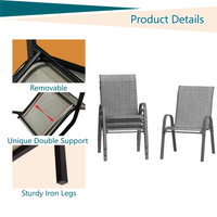 Garvee Stackable Patio Dining Chairs Set of 4, High-Back Textilene Outdoor Chairs with All Black Powder-Coated Steel Frame, All-Weather Deck Garden Seating, Gray