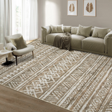 Garvee Machine Washable Area Rugs 8x10 Farmhouse Living Room Rugs, Non-Slip Distressed Indoor Floor Carpet, Non-Shedding Soft Low Pile Accent Rugs for Office, Bedroom, Light Linen Color - Light Linen