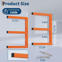 Garvee Heavy Duty Steel Lumber Storage Rack Set – 3-Tier Wall Mounted Organizer Shelf – 600LBS Total Capacity – Space Saving for Garage, Rack, Workshop – Easy Installation – Orange – 2 Pack