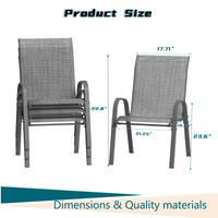 Garvee Stackable Patio Dining Chairs Set of 4, High-Back Textilene Outdoor Chairs with All Black Powder-Coated Steel Frame, All-Weather Deck Garden Seating, Gray
