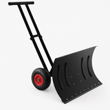 Garvee 29"W X 20"H Snow Pusher Shovel with Wheels,Heavy Duty Steel Snow Shovel with Wheels,Angled Blade Efficient Snow Removal With5-Position Angled Blade & Adjustable Handle for Doorway, Sidewalk - Black & Red