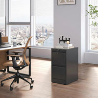 Garvee 2 Drawers File Cabinet with Lock, Metal Filing Cabinet for Letter/Legal/A4/F4 Documents, Secure Locking, Anti-Tilt System, Vertical Storage Cabinets for Home Office, Black