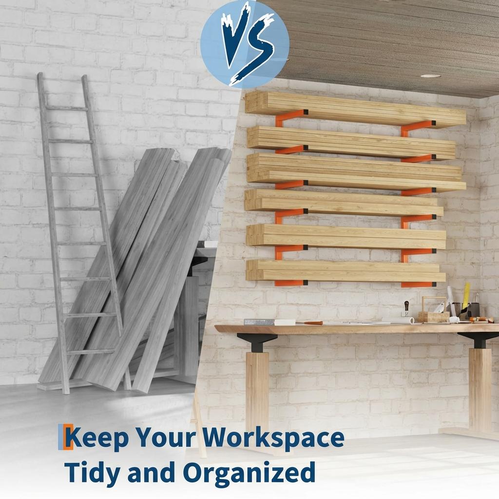 Garvee Heavy Duty Steel Lumber Storage Rack Set – 3-Tier Wall Mounted Organizer Shelf – 600LBS Total Capacity – Space Saving for Garage, Rack, Workshop – Easy Installation – Orange – 2 Pack