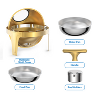 Garvee 6.3 Qt Round Roll Top Chafing Dish Buffet Set, Stainless Steel Food Warmer with Glass Window, Heat & Chill Chafer for Catering, Parties, Weddings & Banquets, Gold