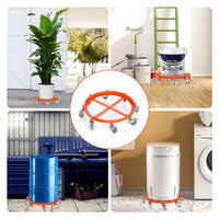Garvee 55 Gallon Drum Dolly, 2000 LBS Capacity Heavy Duty Drum Dolly with 8 Caster Wheels, Trash Can Dolly Non-Tipping Hand, Orange Steel Frame Barrel Dolly